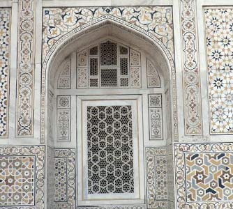 The intricate detail of Itmad-ud-Daula's Tomb, Agra, India